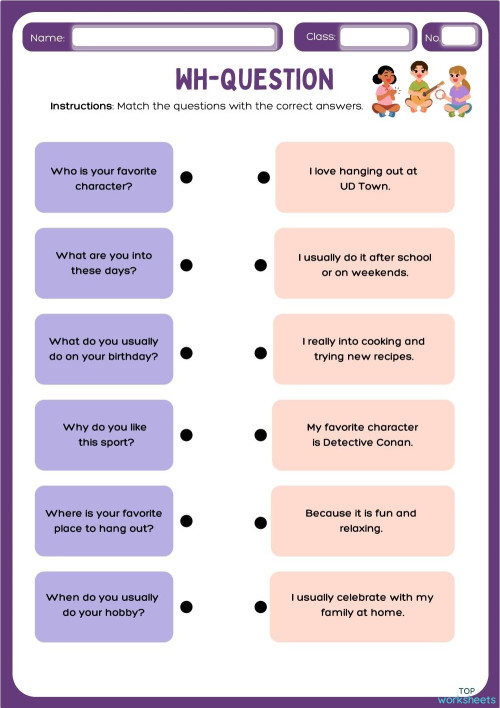 Wh-Questions. Interactive worksheet | TopWorksheets