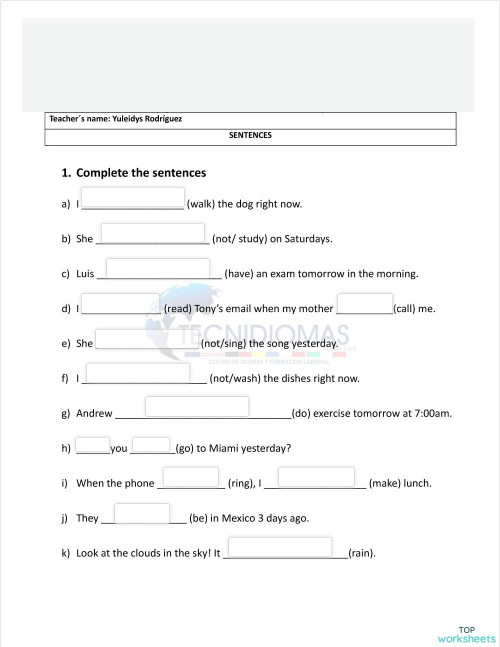 Present, past and future. Interactive worksheet | TopWorksheets