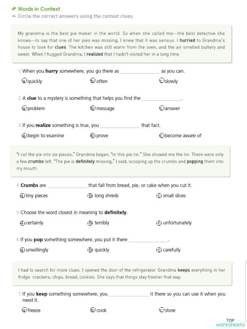 A3 Giga Lesson 12 Words in Context. Interactive worksheet | TopWorksheets