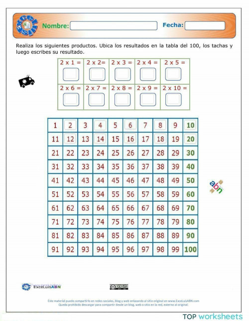La Tabla Del 100 Cuadrados 04 Ficha Interactiva Topworksheets Images