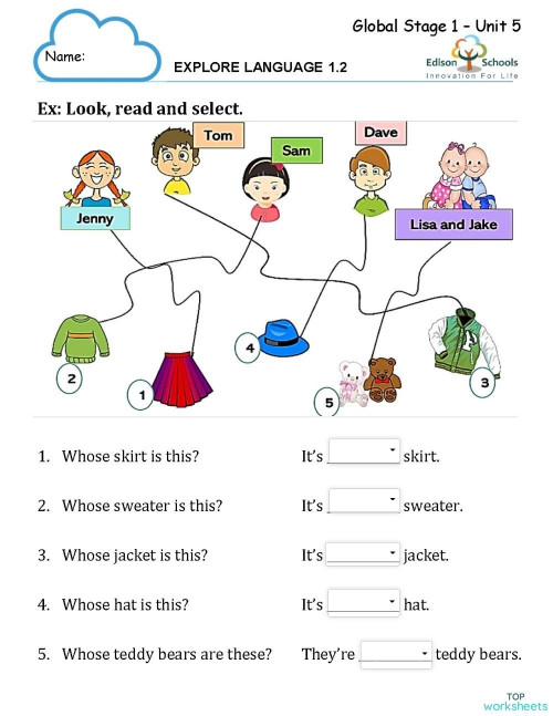 GS1 - UNIT 5 - EXPLORE LANGUAGE 1 (Copied). Bài tập tương tác ...