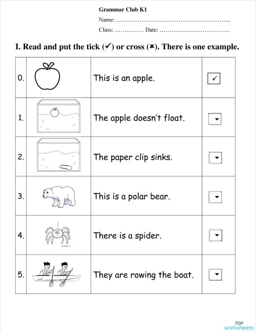 Grammar K1. W13. Day 25 HO. Interactive worksheet | TopWorksheets