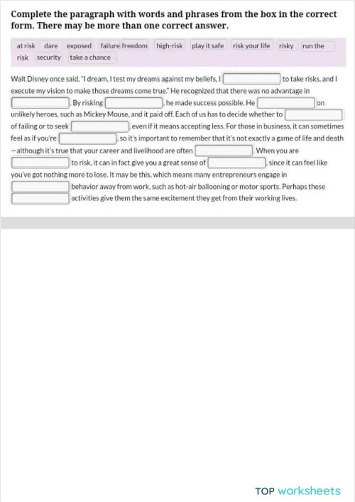 vocabulary. Interactive worksheet | TopWorksheets