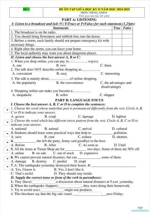 Red Vocabulary 7B. Interactive worksheet | TopWorksheets