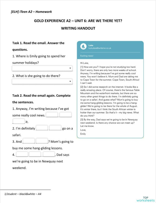 Lesson 20 - Writing Homework. Interactive worksheet | TopWorksheets