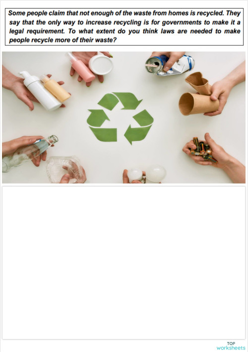 ESSAY 51 – RECYCLING (ADVANCED). Interactive worksheet | TopWorksheets