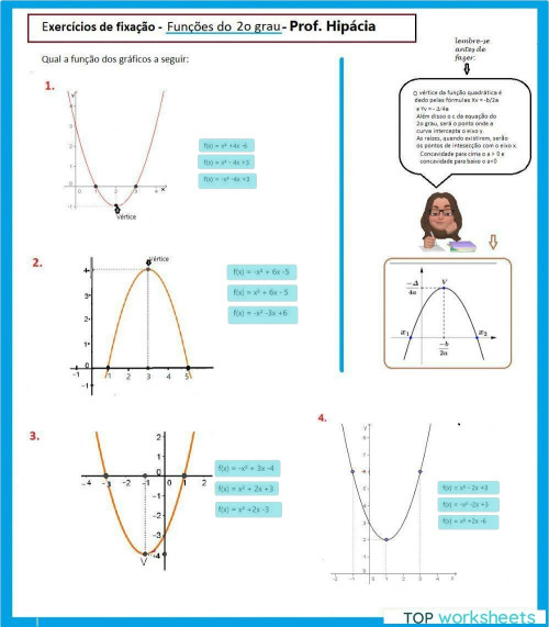 Função Quadrática Gráficos Ficha Interativa Topworksheets 8930