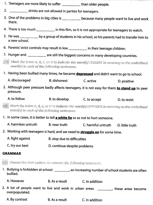 GRADE 11 - TEST UNIT 9. Interactive worksheet | TopWorksheets