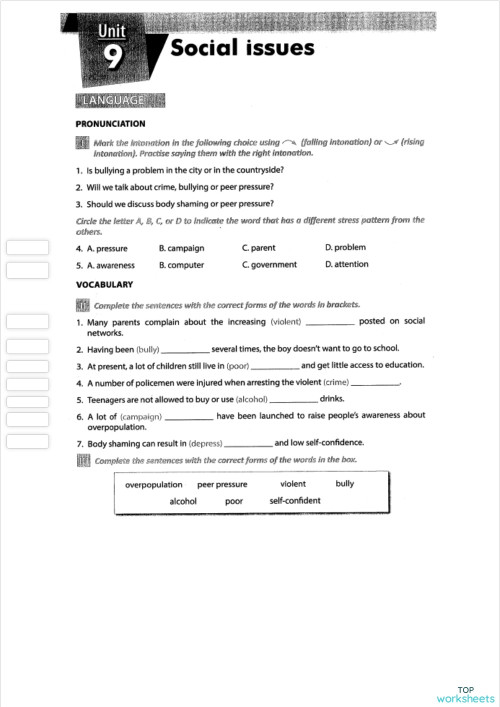 GRADE 11 - TEST UNIT 9. Interactive worksheet | TopWorksheets