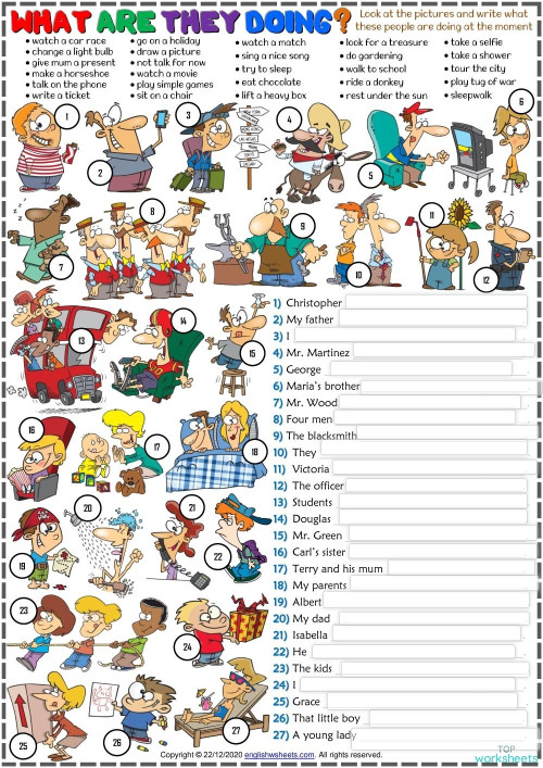 what are they doing? ใบงานเชิงโต้ตอบ | TopWorksheets