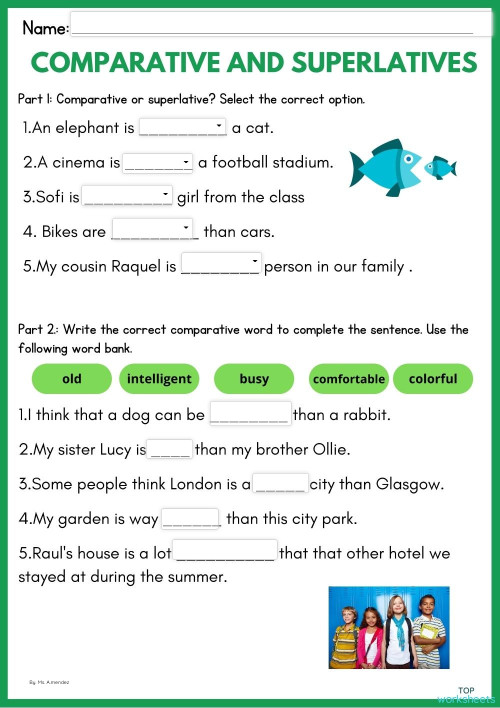 Comparative and superlative worksheet. Interactive worksheet ...