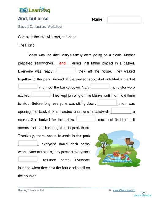 conjunctions-story-interactive-worksheet-topworksheets