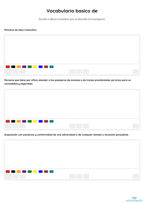 Vocabulario basico de. Ficha interactiva | TopWorksheets