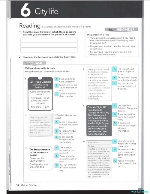 Close-Up A2 U6 Reading. Interactive worksheet | TopWorksheets