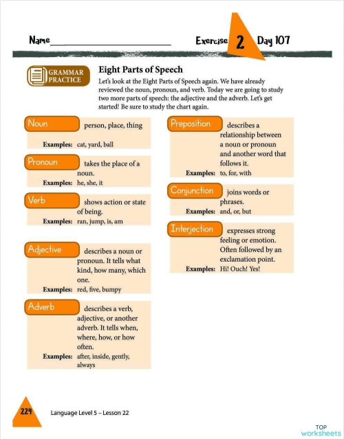 Lesson 22: Pg 224-226 Grammar Practice Ex 2. Interactive worksheet ...