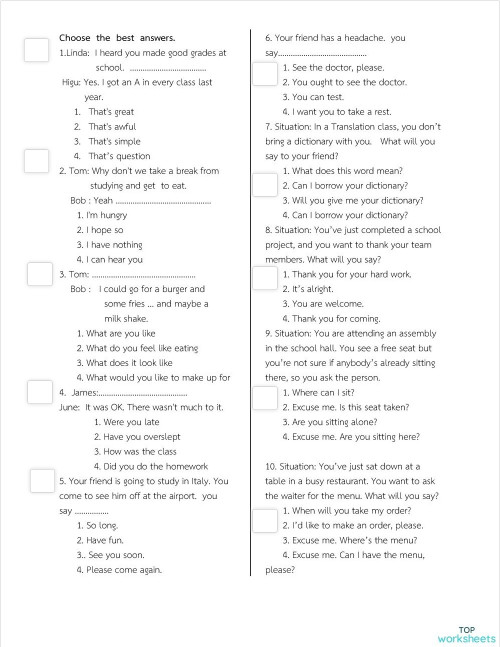 general talking. Interactive worksheet | TopWorksheets