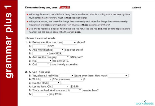 IC103 Grammar Plus 01. Interactive worksheet | TopWorksheets
