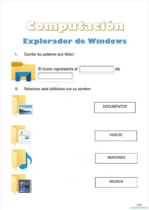explorador de windows. Ficha interactiva | TopWorksheets