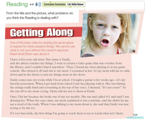 Getting Along ใบงานเชิงโต้ตอบ | TopWorksheets