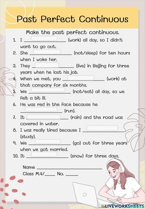 Past Perfect Continuous. Interactive worksheet | TopWorksheets