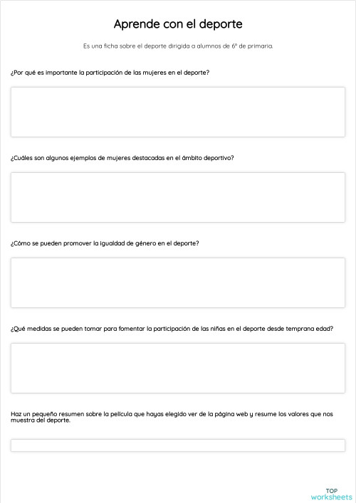 deportes: fichas interactivas y ejercicios online | TopWorksheets