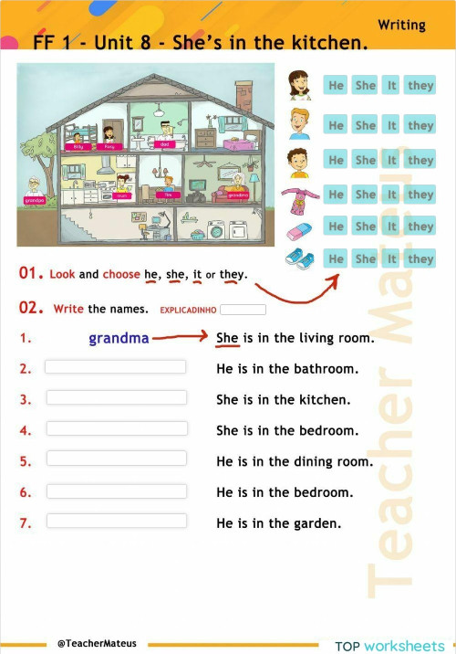 FF 1 - Unit 08 - 03 - She's in the kitchen - Writing. Interactive ...