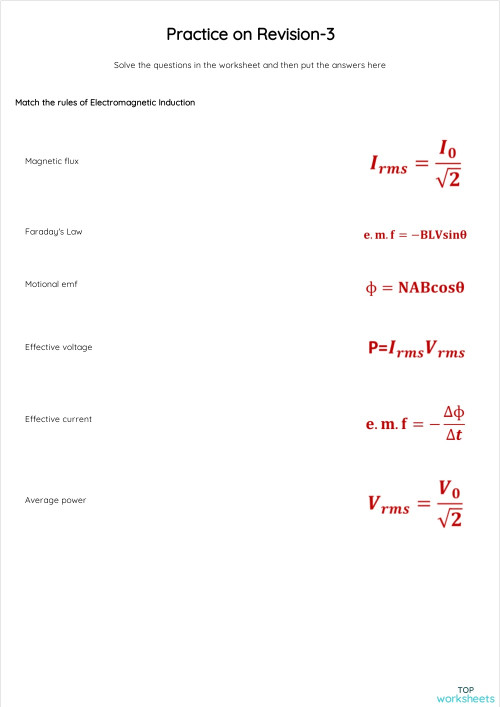 Physics: interactive worksheets and online exercises | TopWorksheets