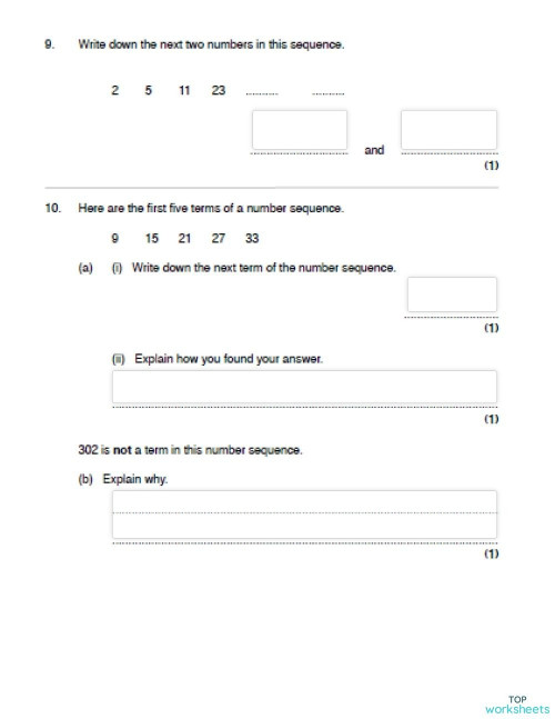 sequences 4. Interactive worksheet | TopWorksheets