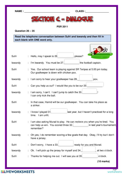 Dialogue 2011. Interactive worksheet | TopWorksheets