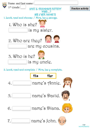 1st G. Unit 2. Grammar review. Practice activity. Interactive worksheet ...