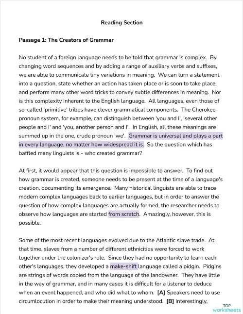 Lesson 5: Reading Comprehension Pg 62. Interactive worksheet ...