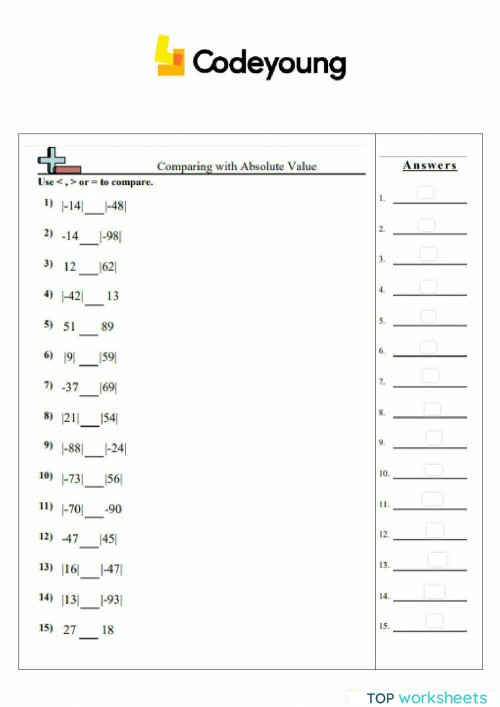 Absolute Value Of Integers Advanced Interactive Worksheet TopWorksheets Absolute Value Of Integers Advanced Interactive Worksheet TopWorksheets