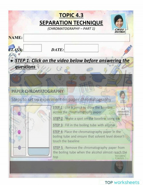 Chromatography. Interactive worksheet TopWorksheets