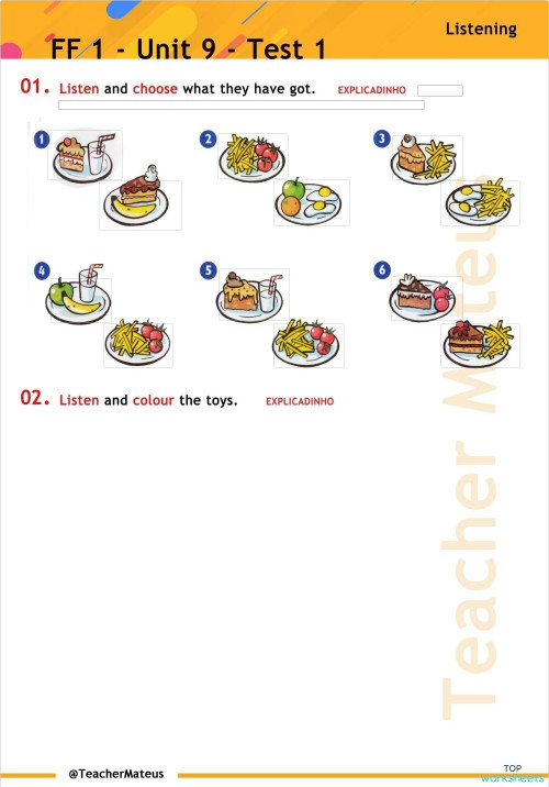 FF 1 - Unit 09 - Test 6 - Listening. Interactive worksheet | TopWorksheets
