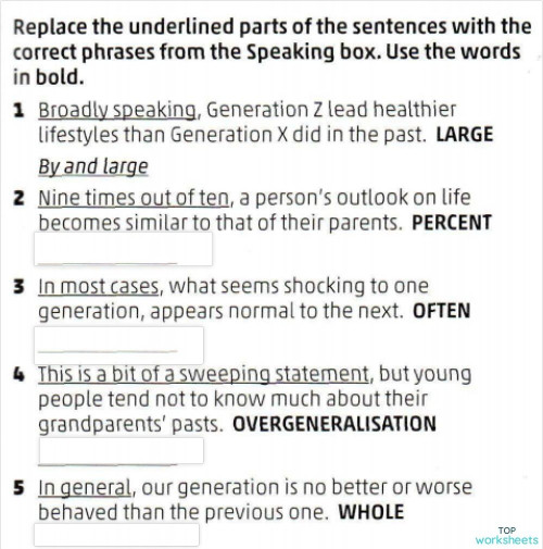 Generalization. Interactive worksheet TopWorksheets