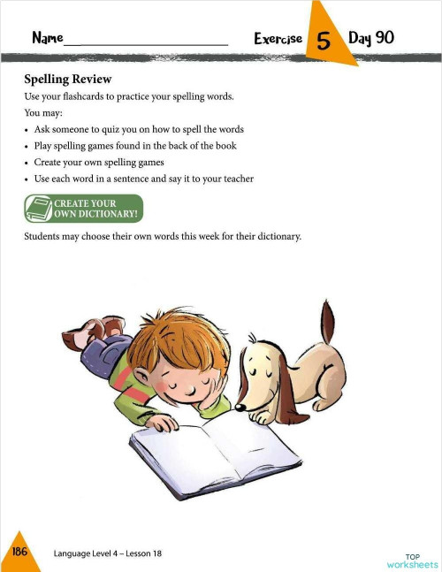 Lesson 18 Spelling Review Pg 186 Ex 5. Interactive worksheet