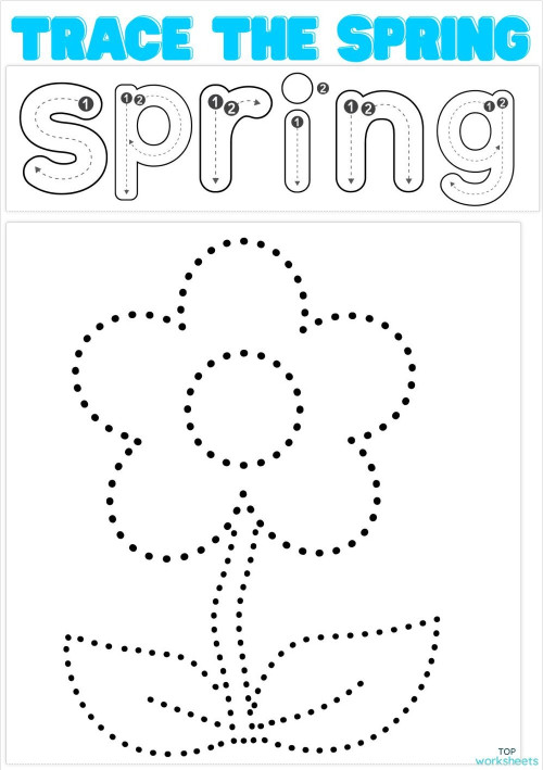 TRACE THE SPRING. Interactive worksheet | TopWorksheets