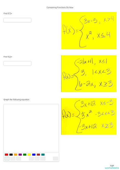 Comparing Functions Do Now. Interactive worksheet | TopWorksheets