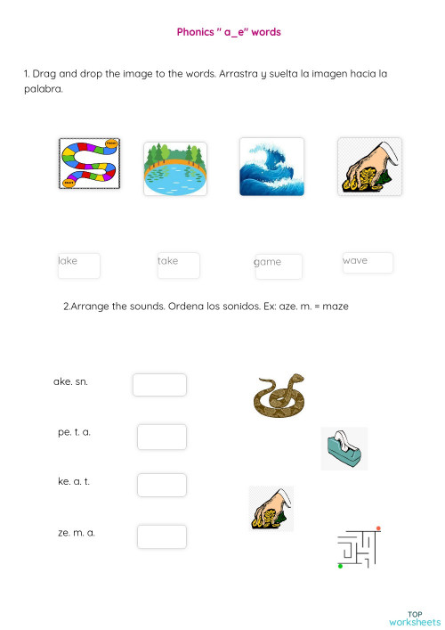Long A, A_E words. Interactive worksheet | TopWorksheets