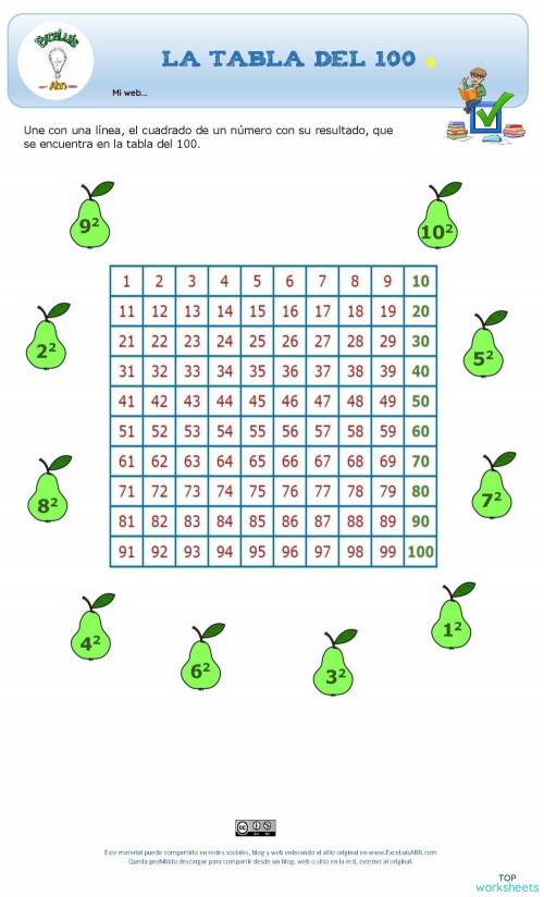 Tabla Del 100 Ficha Interactiva Tabla Del 100 Fichas Tabla Images and