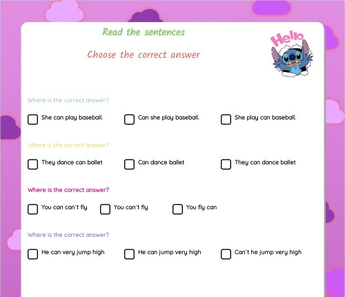 Read the sentences. Interactive worksheet | TopWorksheets