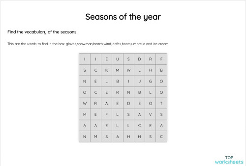 Seasons of the year. Interactive worksheet | TopWorksheets