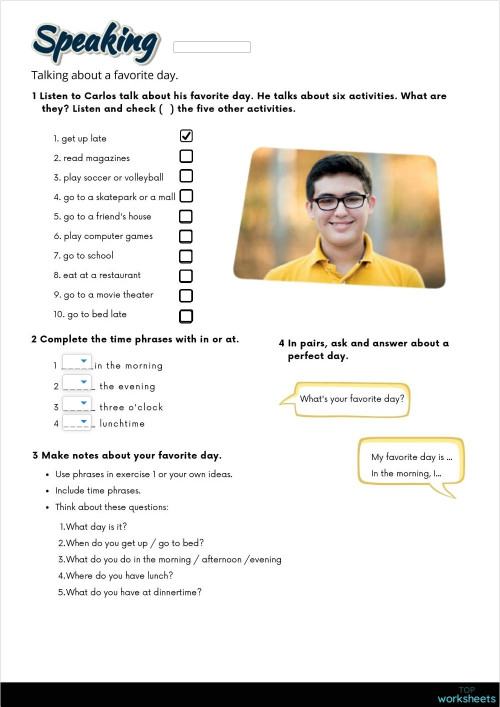 I.1.7 Speaking and reading (3rd). Interactive worksheet | TopWorksheets