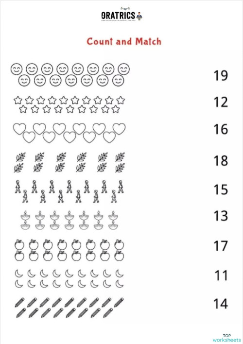 Count and Match. Interactive worksheet | TopWorksheets