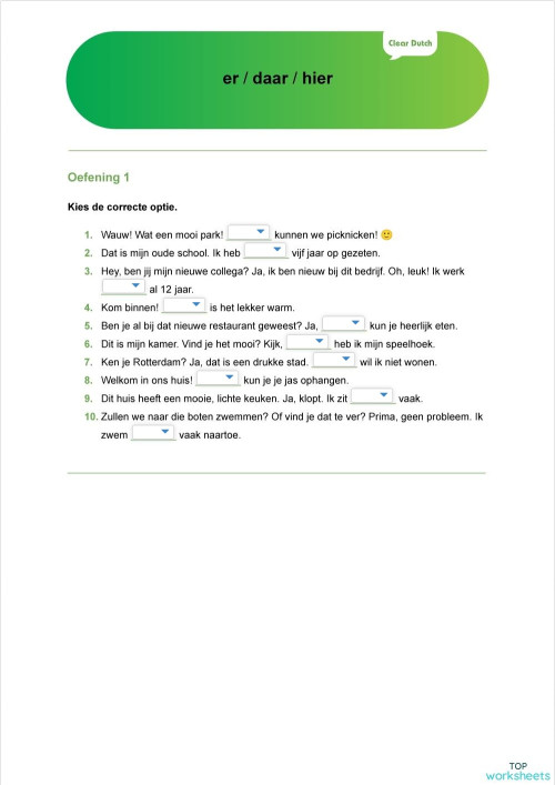 Interactive worksheets and online exercises in Netherlands | TopWorksheets