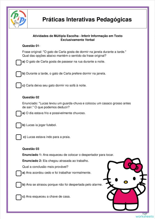 Inferir informação em texto exclusivamente verbal com base numa ...