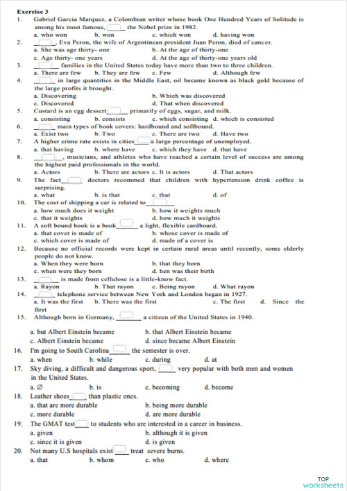 SENTENCE STRUCTURE 03. Interactive worksheet | TopWorksheets
