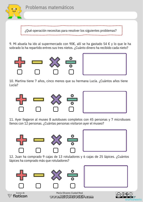 Elige la operación y resuelve.. Ficha interactiva | TopWorksheets