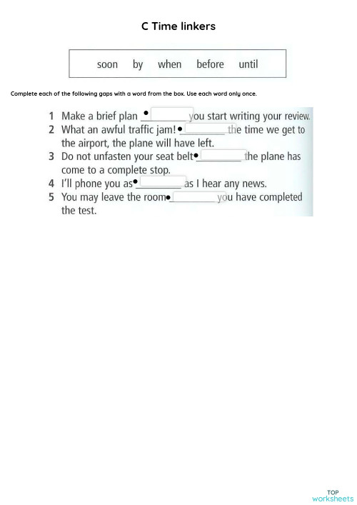 C Time linkers. Interactive worksheet TopWorksheets