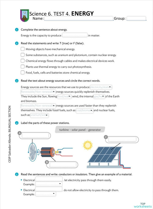 LIGHT ENERGY. Interactive worksheet | TopWorksheets